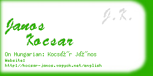 janos kocsar business card